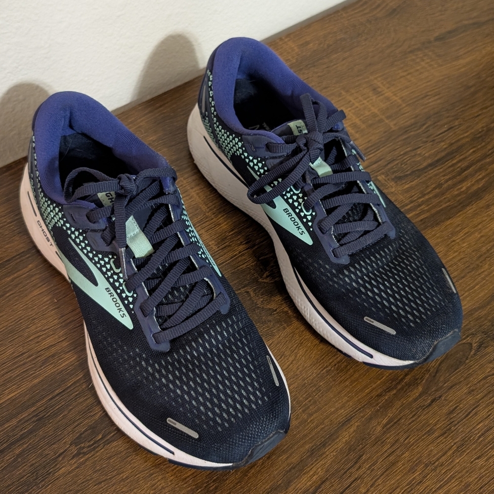 Brooks Ghost 14 Womens Size 9.5 B Blue White Running